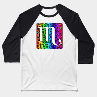 Scorpio Zodiac Horoscope Rainbow Leopard Print Square Monogram Baseball T-Shirt